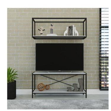 Imagem de Conjunto Rack para TV até 50 Polegadas 1 Nicho Aéreo Estilo Industrial Active Yescasa Branco Chess