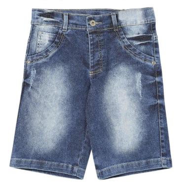 Imagem de Bermuda Juvenil Look Jeans Destroyer Jeans Masculino-Masculino