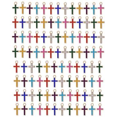 Imagem de diyalo 100 peças/pacote mini minúscula cruz Jerusalém crucifixo encantos diy pulseira colar pingente acessórios para fabricação de joias, Metal, Sem Pedra Preciosa