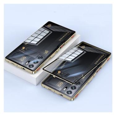 Imagem de Magnetic Tempered Glass Case Aluminium Alloy Bumper Cover for ZTE Nubia Red Magic 9 Pro/RedMagic 9 Pro Plus (Color : Gold, Size : For 9Pro Plus)