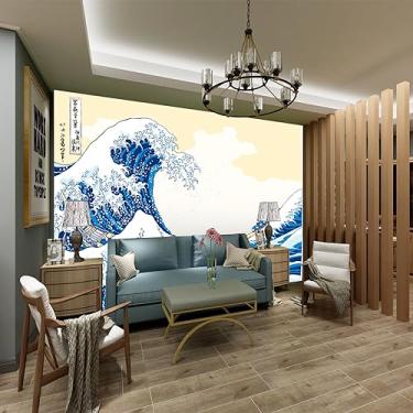 Imagem de Tuyifa 8d Kanagawa Surf Mural Estilo Japonês Ukiyoshi Papel de Parede Cozinha Japonesa Sushi Restaurante Tatami Papel de Parede (138''x100''(350x256cm), Figure-004)