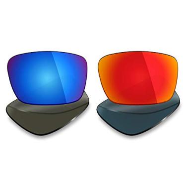 Imagem de 2 pares de lentes de reposição polarizadas da Mryok para óculos de sol Oakley Fuel Cell – Opções, Ice Blue & Fire Red, One Size