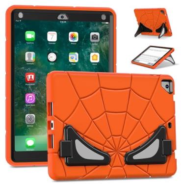 Imagem de AKABEILA Compatível com Apple iPad 9.7 5th/6th (2017/2018)/iPad Air 2/iPad Pro 9.7 capa protetora leve à prova de choque resistente com suporte para crianças, meninos, bebês, laranja, preto