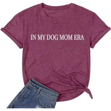Imagem de Camiseta para mamãe feminina Mom Life Graphic Tees Casual Cute Mother's Day Tops for Mommy, Vinho tinto, P