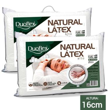 Imagem de Kit 2 Travesseiros Natural Látex Alto 16cm 50x70cm Duoflex - LN1100