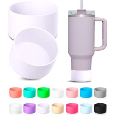 Imagem de KTKUDY Bota de silicone de 2 peças para copo Stanley Quencher H2.0 850 g 1,134 g e IceFlow 590 ml e destinado a garrafa de água Hydro Flask 340-680 g - Acessórios de fundo de copo de proteção para