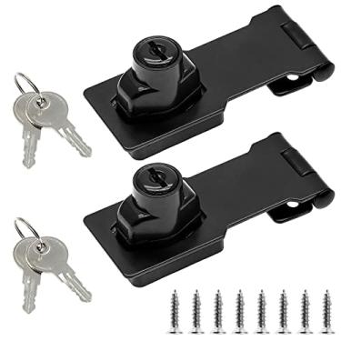 Imagem de Jiozermi 2 pacotes de travas de ferrolho de 3 polegadas com chaves, travas de ferrolho de aço inoxidável, tranca com chave de botão de torção para porta pequena, preto liso