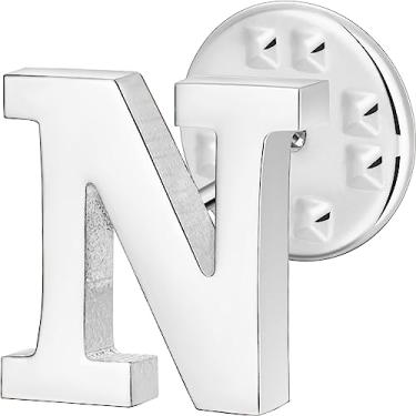 Imagem de Broche de lapela inicial para homens e mulheres, broches para ternos masculinos, pinos de botão de metal em tom de ouro 18K e prata., Metal, Sem pedras preciosas