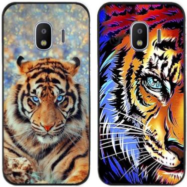 Imagem de 2 peças Cool Tiger King impresso TPU gel silicone capa de telefone traseira para Samsung Galaxy todas as séries (Galaxy J2 Pro 2018)