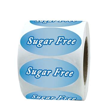 Imagem de Etiquetas ovais sem açúcar de 4,75 x 2,5 cm, adesivos de aviso de alimentos para embalagem de alimentos, 200 peças