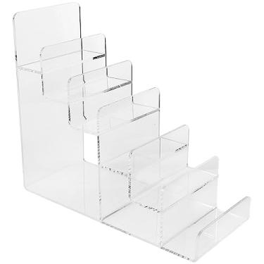 Imagem de Rack de exibição de carteira Suporte de exibição de carteira de acrílico Suporte de exibição de bolsa de 6 camadas Suporte de exibição de carteira de acrílico para joias Expositor de cosméticos Pratel