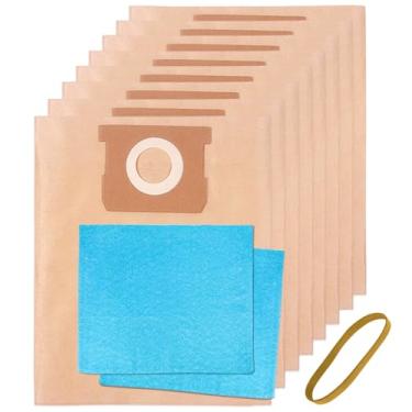 Imagem de Zibopon Sacos de filtro descartáveis 19-3100 compatíveis com Stanley 5-6 galões Wet/Dry Vac: SL18115, SL18115P, SL18116, SL18116P (pacote com 8), com 2 filtros reutilizáveis e 1 faixa de retenção