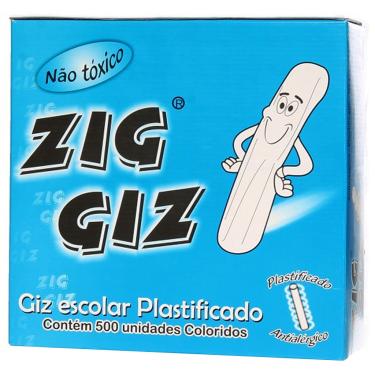 Imagem de Giz Escolar Plastificado Colorido Zig Giz 500 Unidades 133606