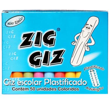 Imagem de Giz Escolar Plastificado Colorido Zig Giz 50 Unidades 133228