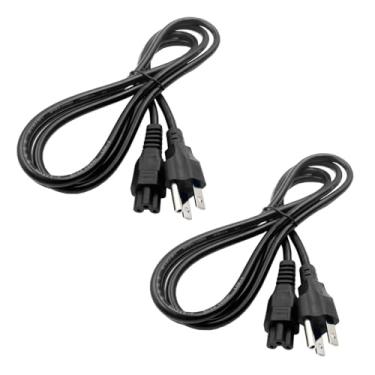 Imagem de ThtRht Pacote com 2 cabos de alimentação para laptop de substituição universal de 3 pinos para Dell HP Acer Asus Lenovo IBM Sony Fujitsu Gateway Ultrabook Chromebook Notebook adaptador CA carregador