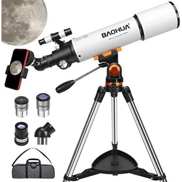 Imagem de Conjunto de telescópio refrator profissional de 80 mm - alta transmissão, branco - telescópio profissional para ver planetas - telescópios para adultos - telescópio refrator - astronomia para crianças