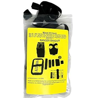 Imagem de Ranger Bands® 35 unidades mistas feitas de borracha EPDM para equipamentos de sobrevivência e cintas feitas nos EUA elásticos táticos, elásticos de borracha resistentes pretos.