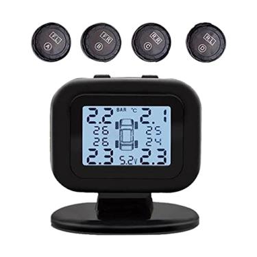 Imagem de Luzhengyang Sistema de monitoramento de pressão de pneu TPMS aprimorado para carro - Monitoramento em tempo real, alarme de alta/baixa pressão - Sensores externos sem fio para carro, van, caravana,