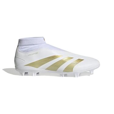 Imagem de adidas Tênis League Firm Ground sem cadarço, Branco/Dourado Metálico/Bege Areia Metálico, 9
