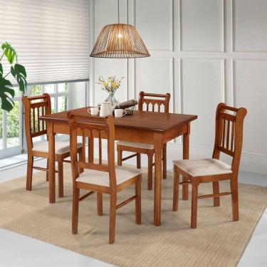 Imagem de Conjunto Sala De Jantar Madeira Maciça 4 Cadeiras Mv Outlet Mel