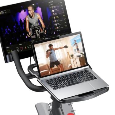 Imagem de KMOUANTS Suporte de bandeja de mesa compatível com Peloton Bike (não Bike Plus para tablets, laptops, livros, telefones etc. - Superfície de trabalho de equitação, acessórios de bicicletas para