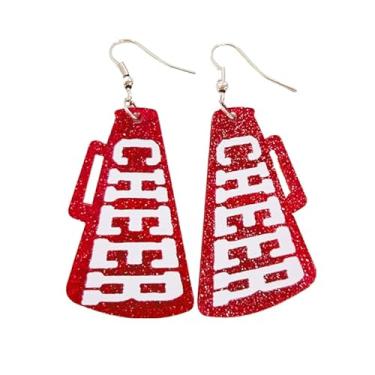 Imagem de Brincos de megafone cheer glitter cheer game day brincos futebol rugby bola esportes torcida time esportes fãs favores, Acrílico, Sem pedra preciosa