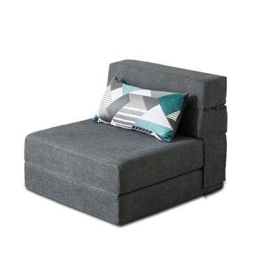 Imagem de Nigoone Sofá-cama dobrável cinza-escuro tamanho solteiro com travesseiro de espuma viscoelástica de alta densidade conversível para sala de estar/escritório em casa/camas de hóspedes/apartamento/loft