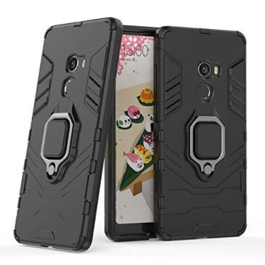 Imagem de Compatível com Xiaomi Mi Mix 2 Capa Prova de Choque de Camada Dupla, Anel Giratório de 360 com Suporte de Celular para Carro (Preto)