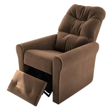 Imagem de Poltrona Reclinável Clio em Veludo com 3 Posições Matrix - Marrom