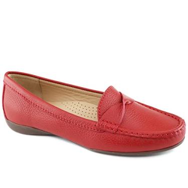 Imagem de MARC JOSEPH NEW YORK Mocassim feminino casual confortável couro legítimo leve para dirigir moda clássica Twisted Penny Slip On feminino mocassim para dirigir, Vermelho, 9
