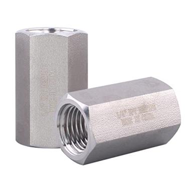 Imagem de DERPIPE Acoplamento hexagonal completo de forjamento de 1/10.2 cm - Encaixe de tubulação de conexão 304 de aço inoxidável, fêmea NPT de 1/10.2 cm x fêmea NPT de 1/10.2 cm (pacote com 2)