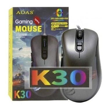Imagem de Mouse Gamer Jogo Com Fio K30 Aoas Com Leds 3200 Dpi Jogador, K30