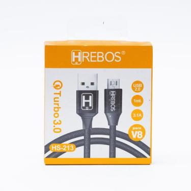 Imagem de Cabo Micro USB V8 1 Metro Nylon Reforçado Hrebos HS-213