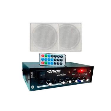 Imagem de Receiver rc7000 500w + 10 arandelas quadradas brancas - ORION