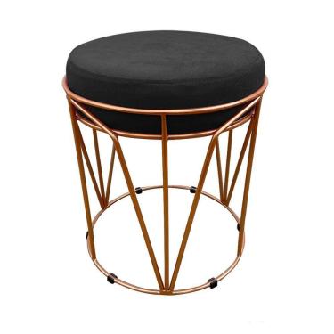Imagem de Puff Multiuso Com Mesa 2 Em 1 Suede Preto Base Cobre