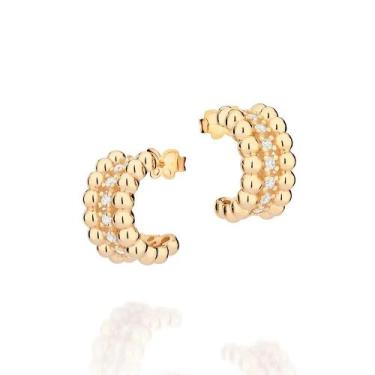 Imagem de Brincos rommanel banhado ouro 3x 24k 18k e 22k feminino meia argola es