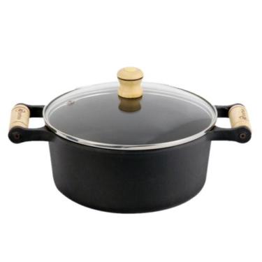 Imagem de Panela De Ferro Fundido Caçarola 16 cm 1,5 L Com Tampa De Vidro Santan