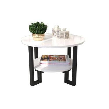 Imagem de Mesa de Centro Redonda Lótus com Pés de Ferro - Branco - Nosso Sonho D