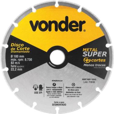 Imagem de Disco De Corte Diamantado Segmentado Para Metais Metal Super - Vonder