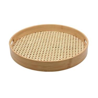 Imagem de Bandeja de Bambu Oikos com Palha 35cm Redonda, Natural