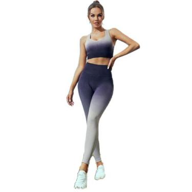 Imagem de Conjunto Feminino Degrade Calça Leg E Top Academia Fitness - Shopintim