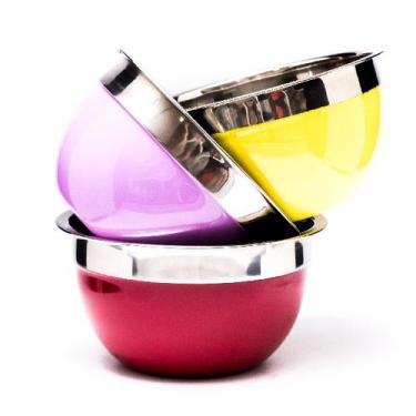 Imagem de Jogo de 5 bowls de inox 20 cm com cores sortidas - DASSAUS Tigela Bowl