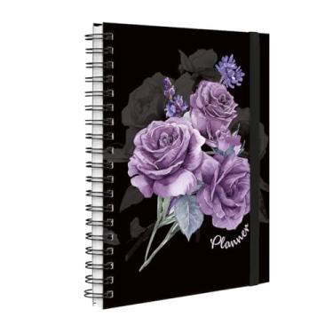 Imagem de Agenda Planner Permanente Floriografia Rosas Lavanda Preto