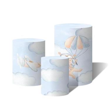 Imagem de Trio Capas Para Cilindro Versátil Ursinho aviador nuvens aquarela C/ E