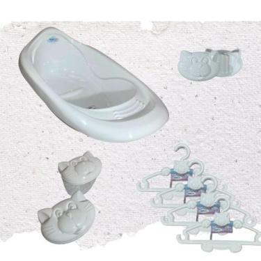 Imagem de Banheira plástico bebê organizadores roupa porta algodão infantil - Pl