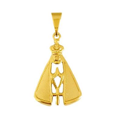 Imagem de Pingente Imagem Nossa Senhora Aparecida Religioso Banhado a Ouro 18k -