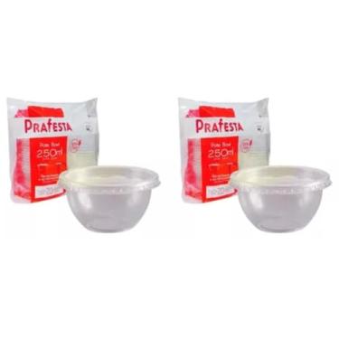 Imagem de Bowl Descartável Redondo 250ml Pote Plástico Tampa - 40unids