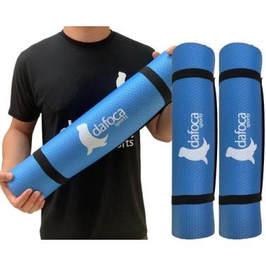 Imagem de Kit 2 Tapetes Yoga Mat Exercícios Em EVA 50x180cm 5mm DF1032 Azul Dafo