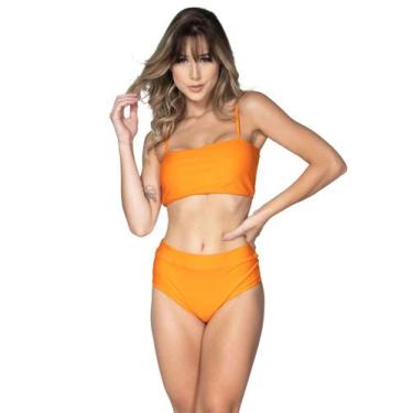 Imagem de Biquíni Hot Pants Top Faixa Liso Retrô Cintura Alta - WLS Modas, GG, L