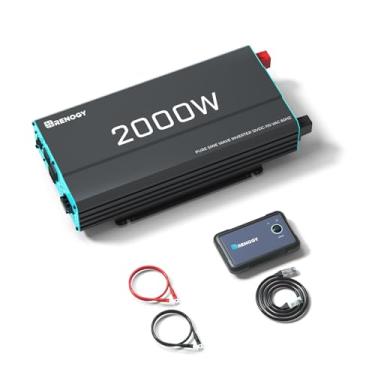 Imagem de Inversor de onda senoidal pura Renogy 2.000 W, 12 V CC para 120 V CA, inversor de energia solar off-grid de 12 V a 110 V com porta USB/2,1 A embutida, para casa, trailer, caminhão, controle remoto
